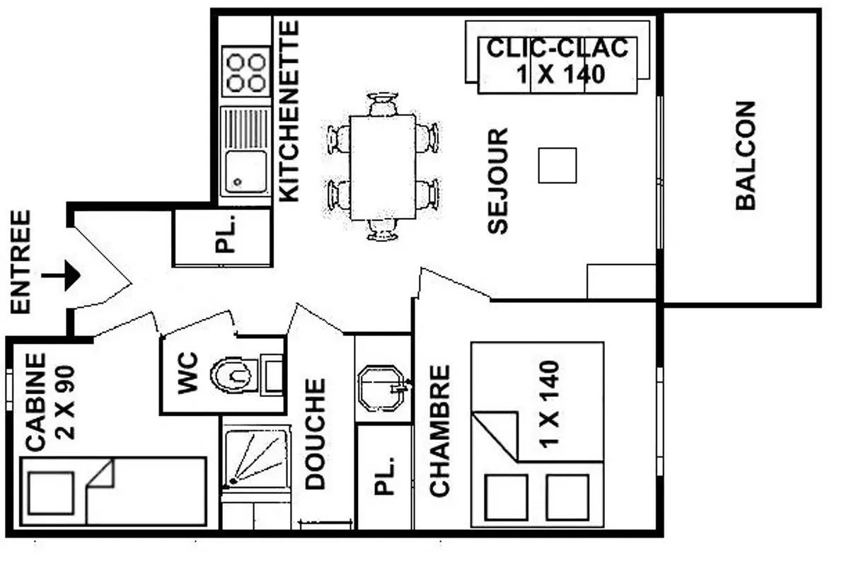 2 Pièces 6 Personnes